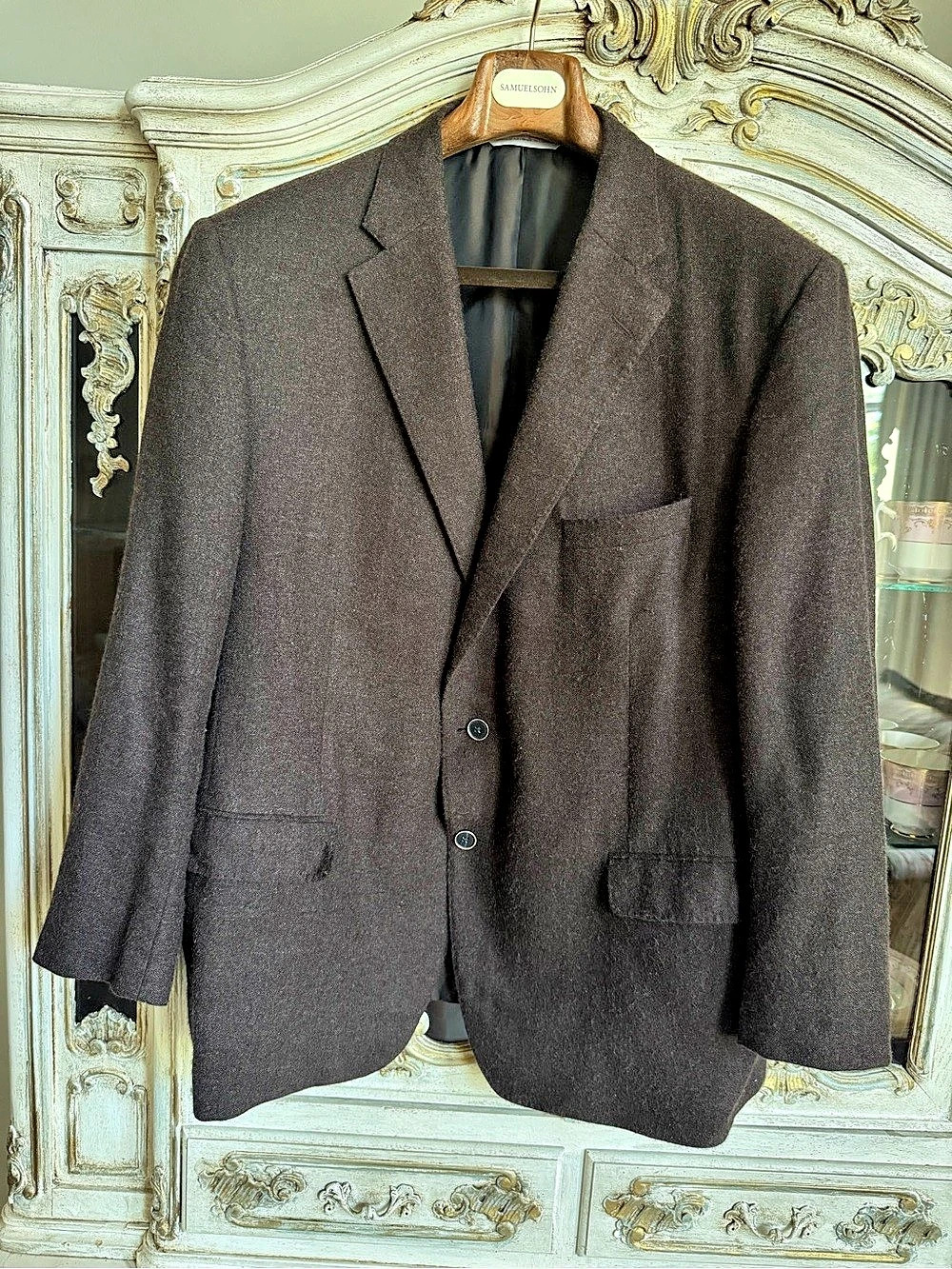 Samuelsohn 100% Cashmere Brown Sport Coat Blazer M. Goldberg Custom ~42R